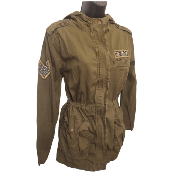 Olive green Military jacket by abound oversized small - Picture 1 of 6